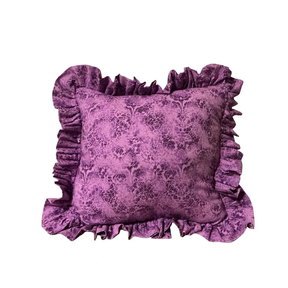 Janlynn Complete Pansy And Butterfly Needlepoint Pillow Botanical Purple‎ Ruffle